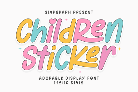 Children Sticker Italic Font for Makers