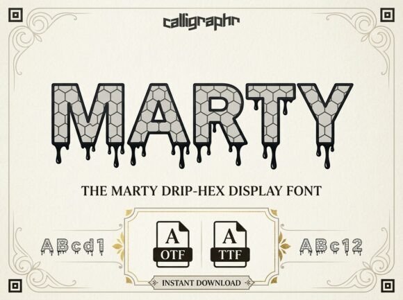 Marty: The Drip-Hex Display Font for Editorial Design